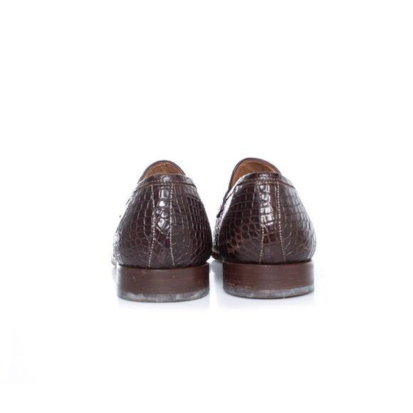 Santoni brown alligator leather penny loafers - Picture 5 of 7